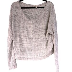 Cyrus Women's Oversized Knit Top Cream Gray Long Sleeve‎ Casual